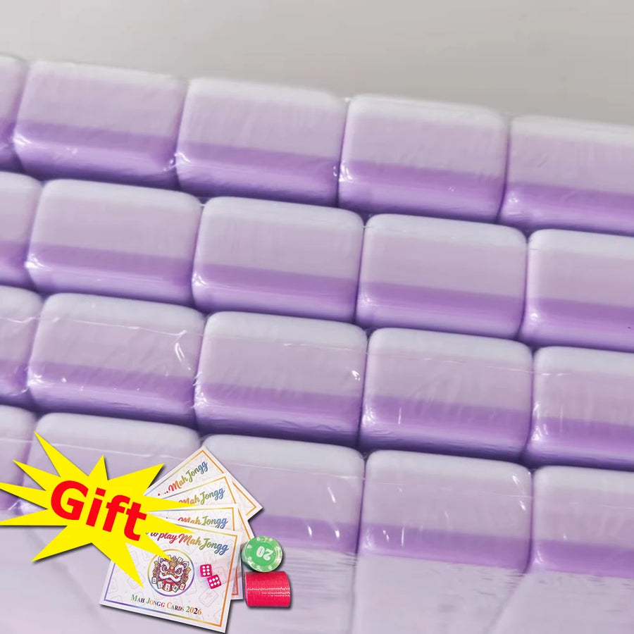 4-Layer Acrylic Light Purple American Mahjong Set Luxury Engraved Mahjong Tiles Portable Mah Jongg Travel Sets for Board Games