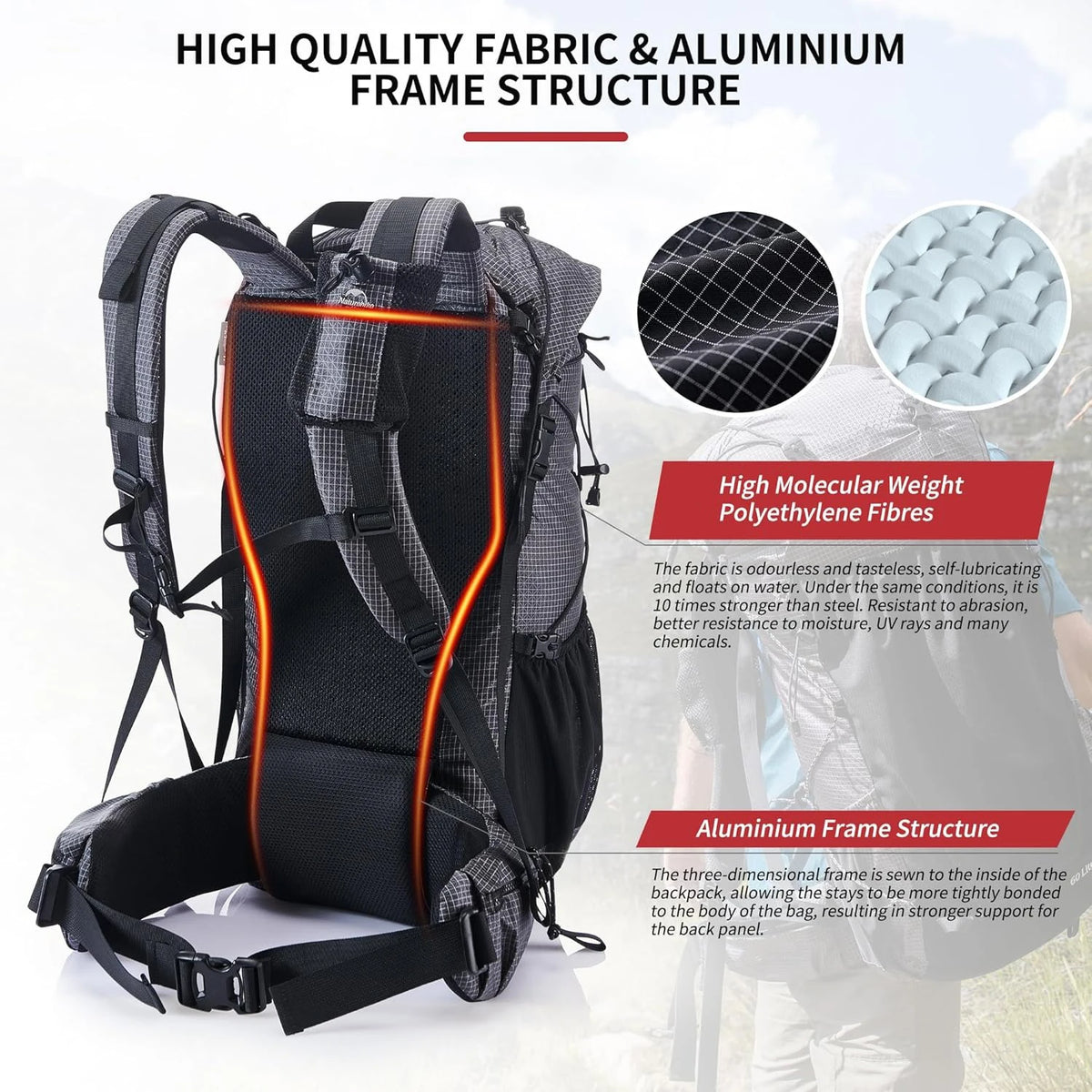 60L waterproof hiking backpack