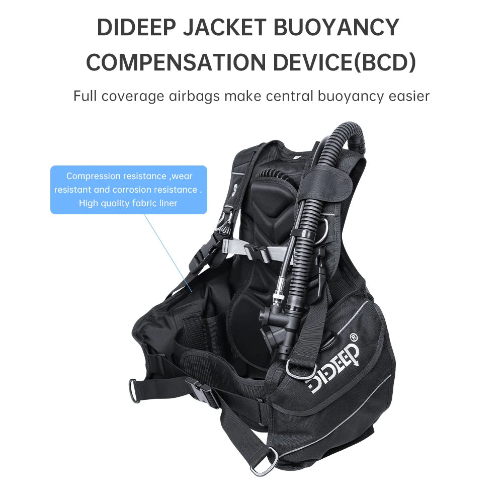 DIDEEP Jacket Type Scuba Diving Buoyancy Control Device BCD Equipment High-strength Nylon Professional Diving Safety Gear