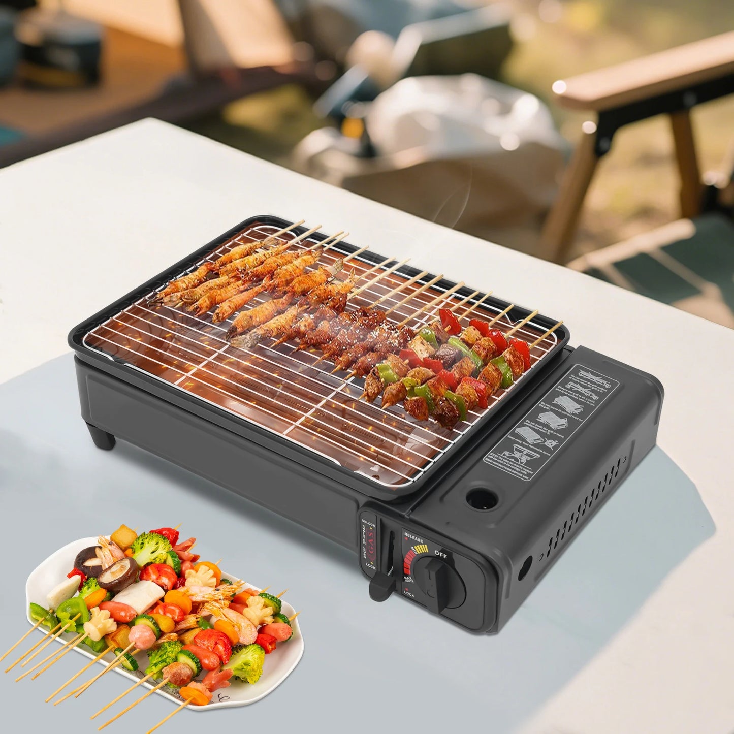 Portable Gas Barbecue Stove,Camping Gas Stove,Gas Stove with Carrying Case Suitable for Outdoor Camping and Other Occasions