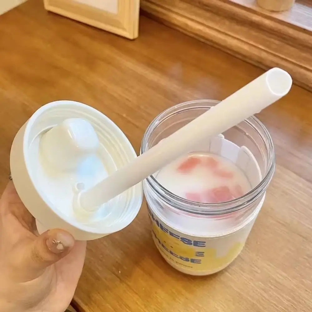 500/850ml Water Bottles Straw Cup Juice Milk Plastic Cup with Lid Straw Bubble Tea Coffee Cups Large Capacity Drinkware