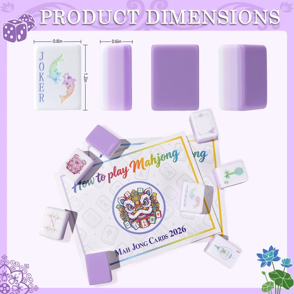 4-Layer Acrylic Light Purple American Mahjong Set Luxury Engraved Mahjong Tiles Portable Mah Jongg Travel Sets for Board Games