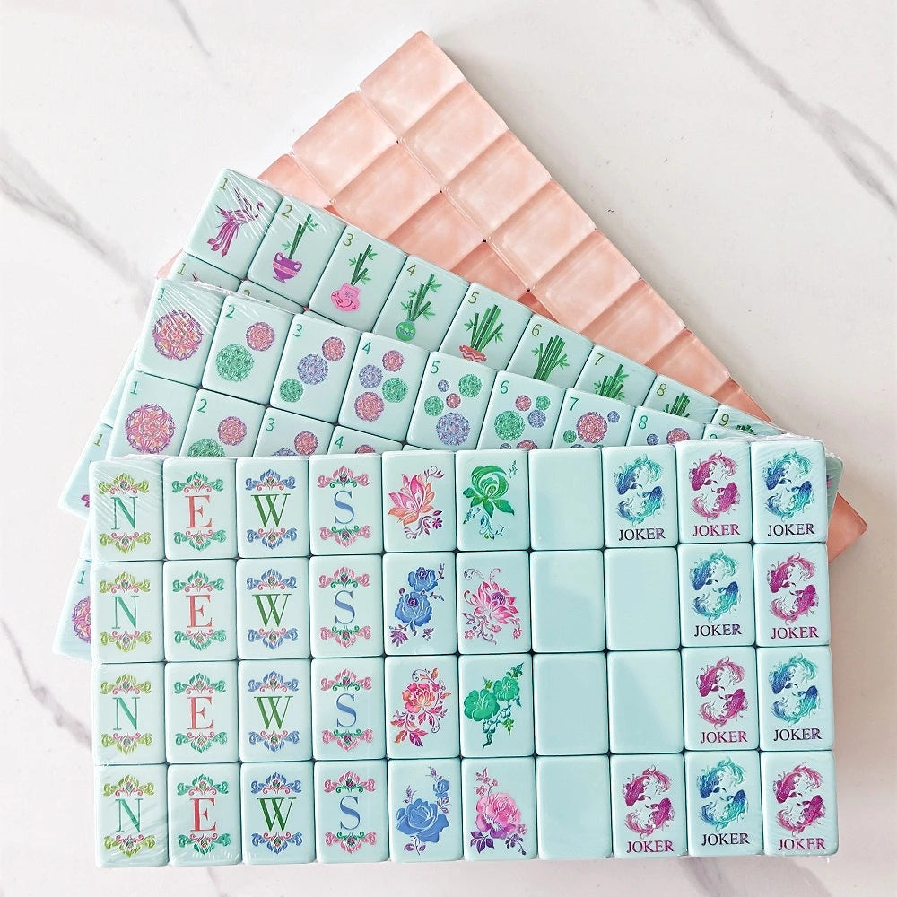 Pearl Pink American Mahjong Set, 160 Engraved Four-Layer Acrylic Tiles