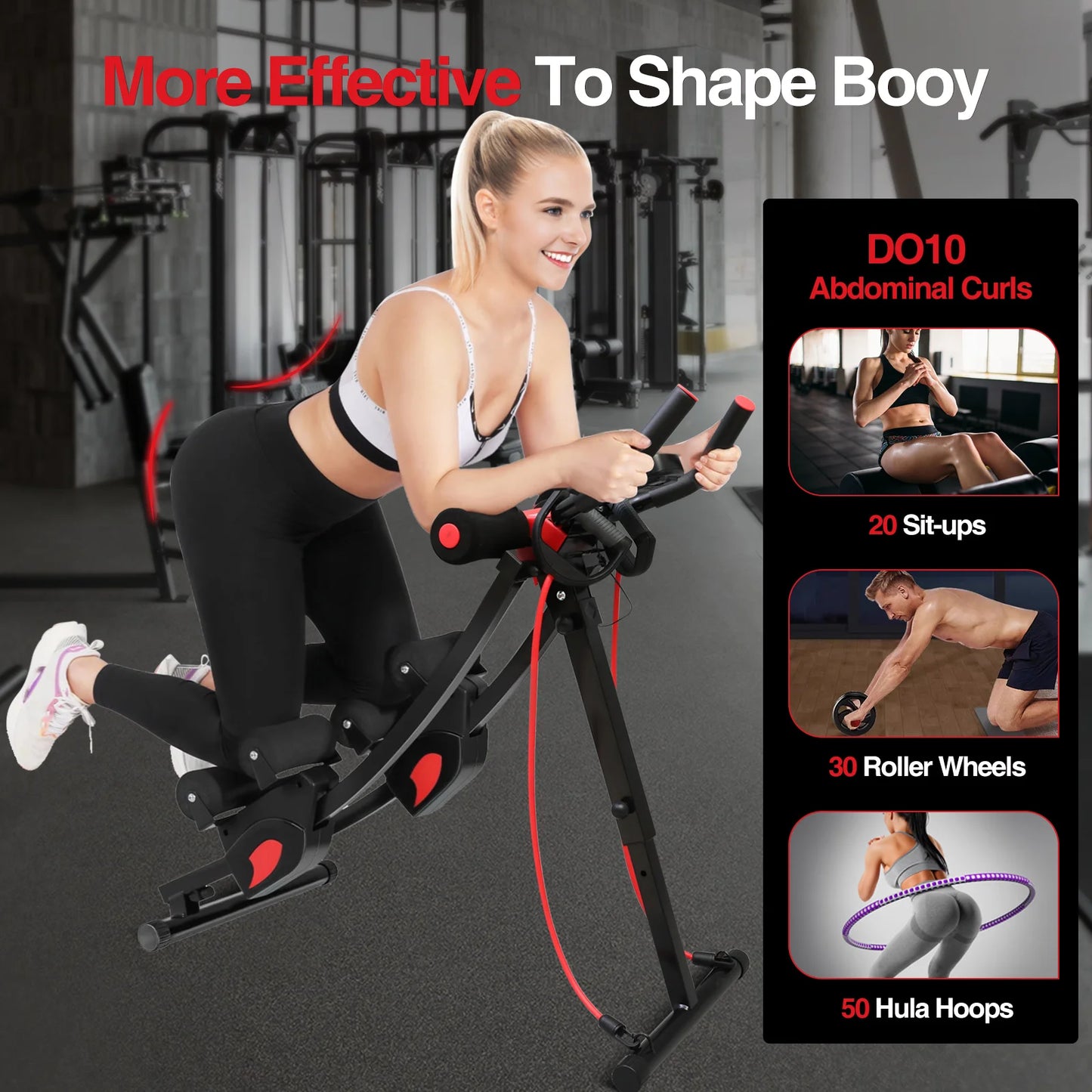 Fitness AB Machine Abdominal Trainers Core Workout Equipment 440 lbs Foldable Height Adjustable For Home Exercise Kit Whole Body