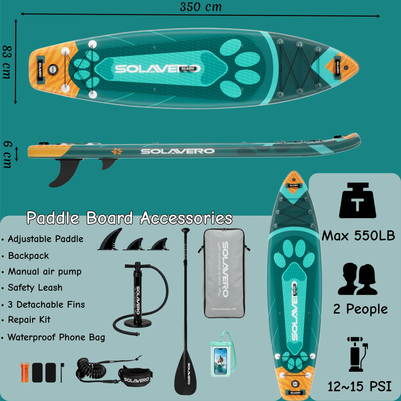 Inflatable Paddle Board – Stand Up SUP with Non-Slip EVA Deck