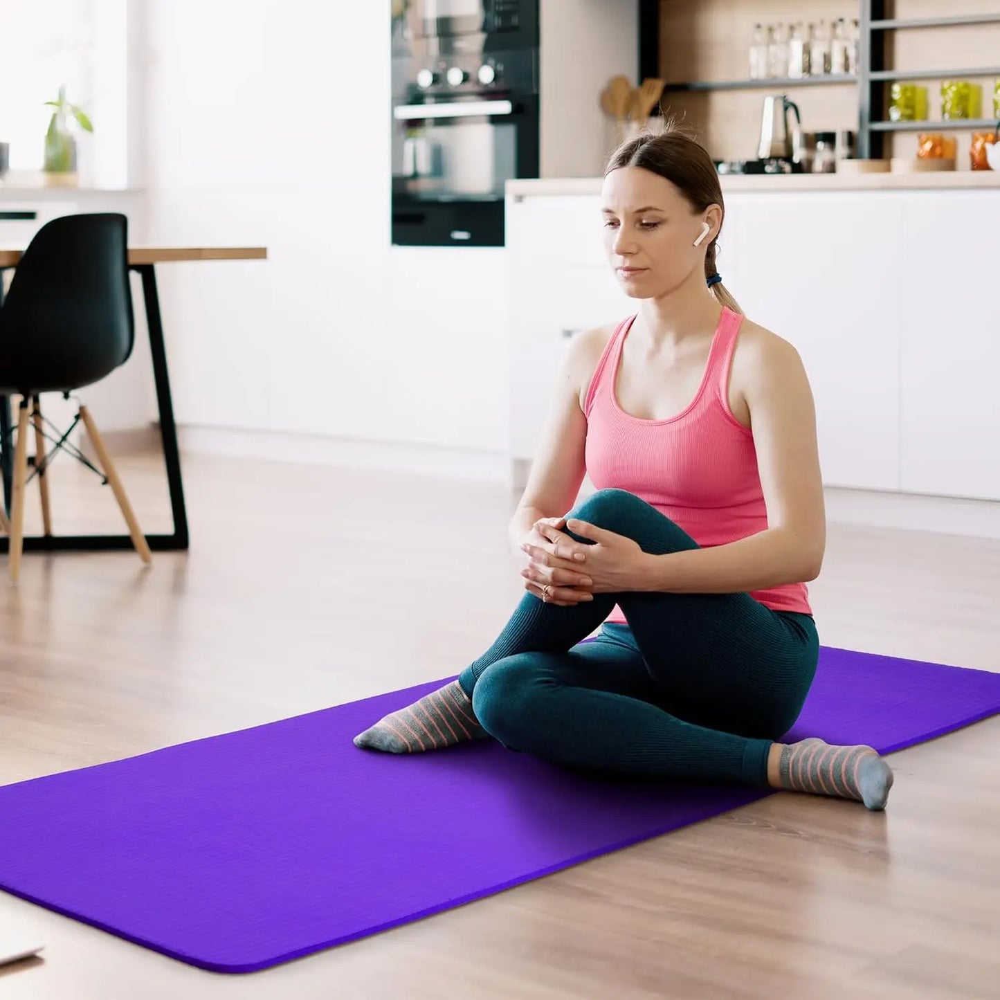 Yoga Mat 1/2-Inch Extra Thick High Density with Carrying Strap for Pilates Gym Workout