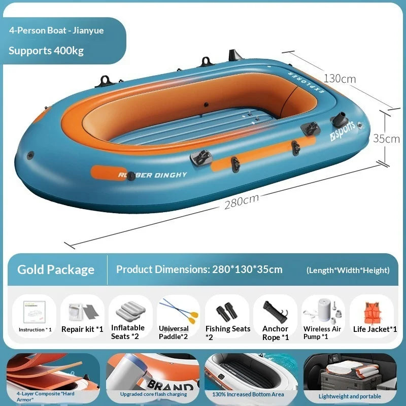 Thick Inflatable Kayak Durable PVC Fishing Boat Family Portable Lightweight Rafting Outdoor Dropstitch Kayak Dinghy Boat Kayak