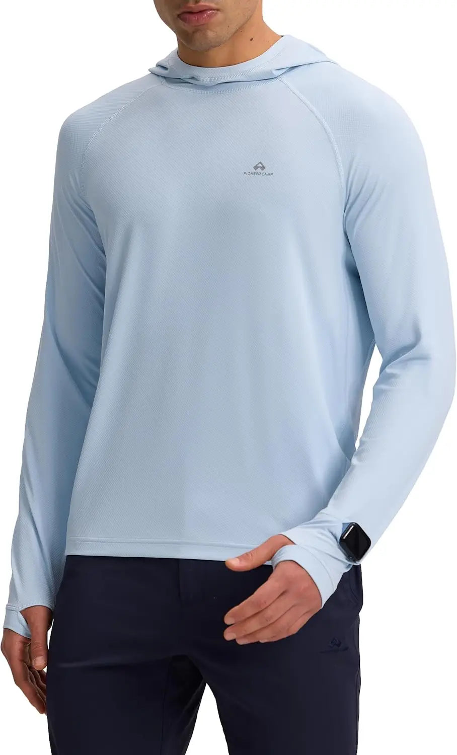 Pioneer Camp Men's UPF 50+ Sun Hoodie Shirt Long Sleeve Quick Dry Rash Guard Thumb Holes W — back view
