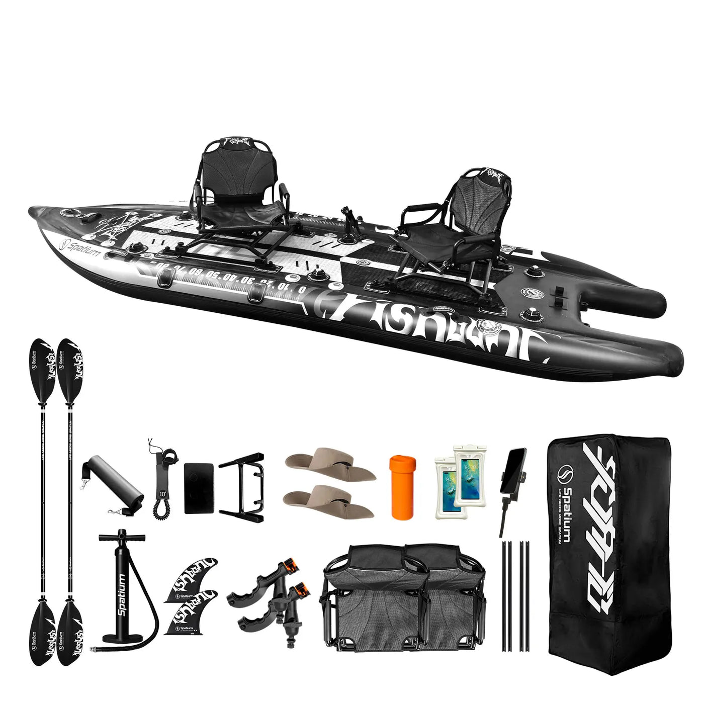 Inflatable Fishing Paddle Board Triple Chamber Stand Up Paddle Board 11'*48"*6",Fishing Kayak with Motor and Premium Accessories
