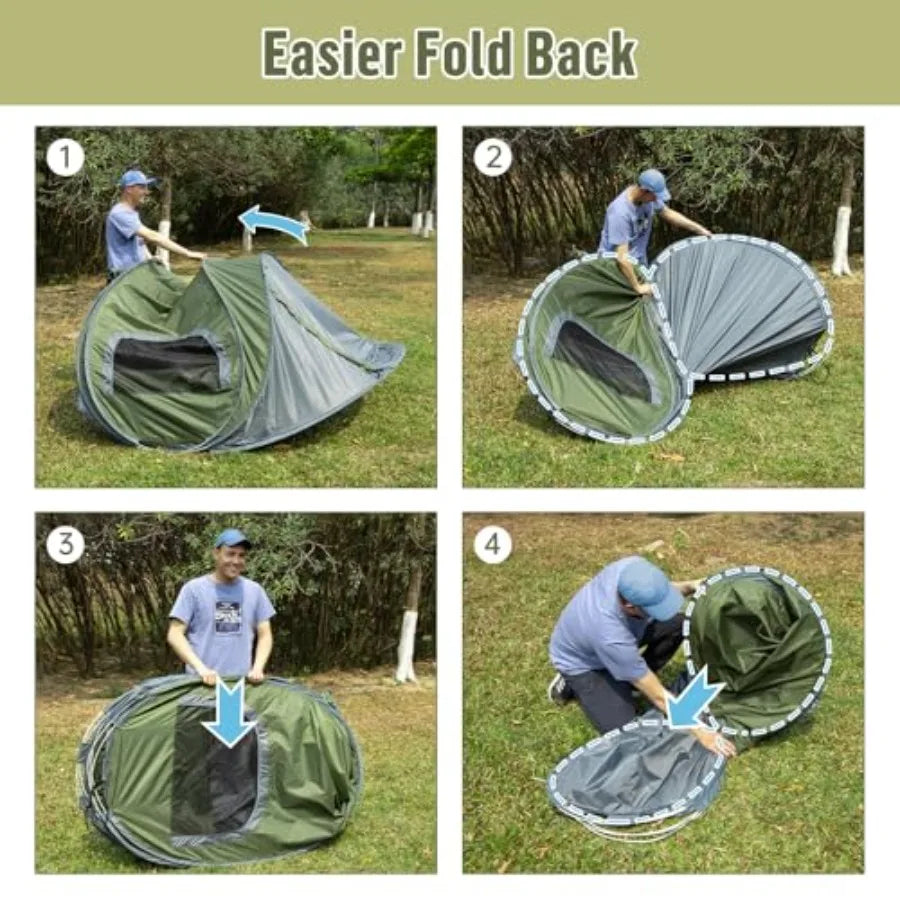 Pop-up Camping Tent: 2 Person Tent Waterproof Instant Easy Setup Family Tent