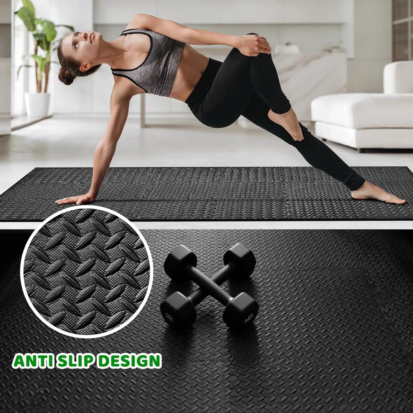 3x6 ft Interlocking Foam Floor Mats 18-Pack 0.4" Thick for Home Gym Workouts Exercise Play Puzzle Tiles for Yoga Kids Area