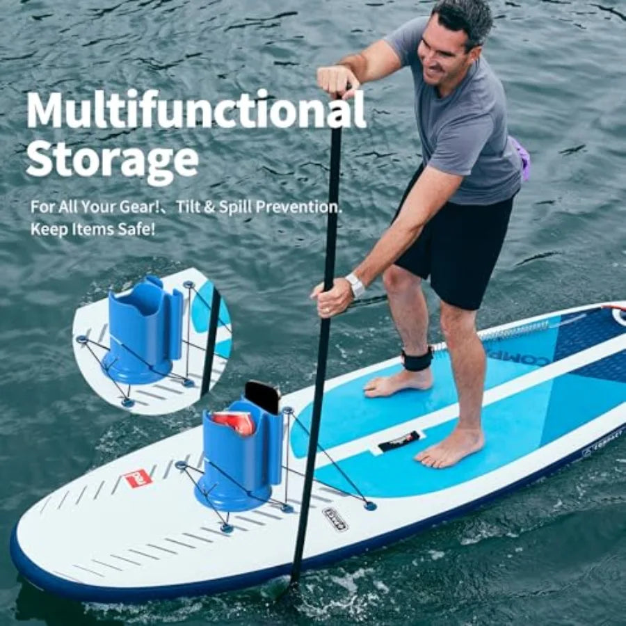 Paddle Board Cup Holder - Universal Kayak Drink Holder for SUP, Canoe, Surfboard No-Spill Elastic Cup Mount with Anti-Flip Desi