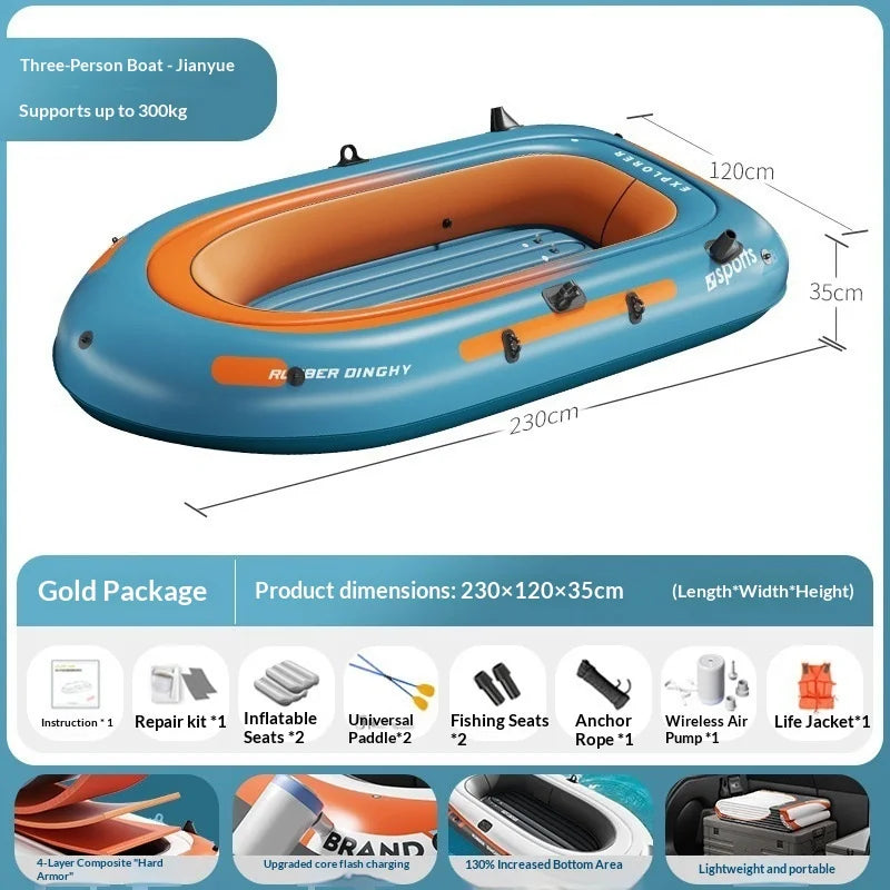 Thick Inflatable Kayak Durable PVC Fishing Boat Family Portable Lightweight Rafting Outdoor Dropstitch Kayak Dinghy Boat Kayak