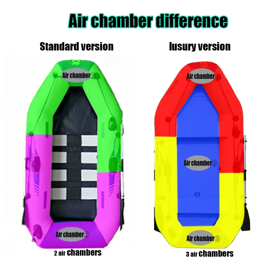 Multi-size PVC Inflatable Kayak Fishing Boat with Slats Bottom for Persons Canoeing Outdoor Water Sports Vacation Accessory