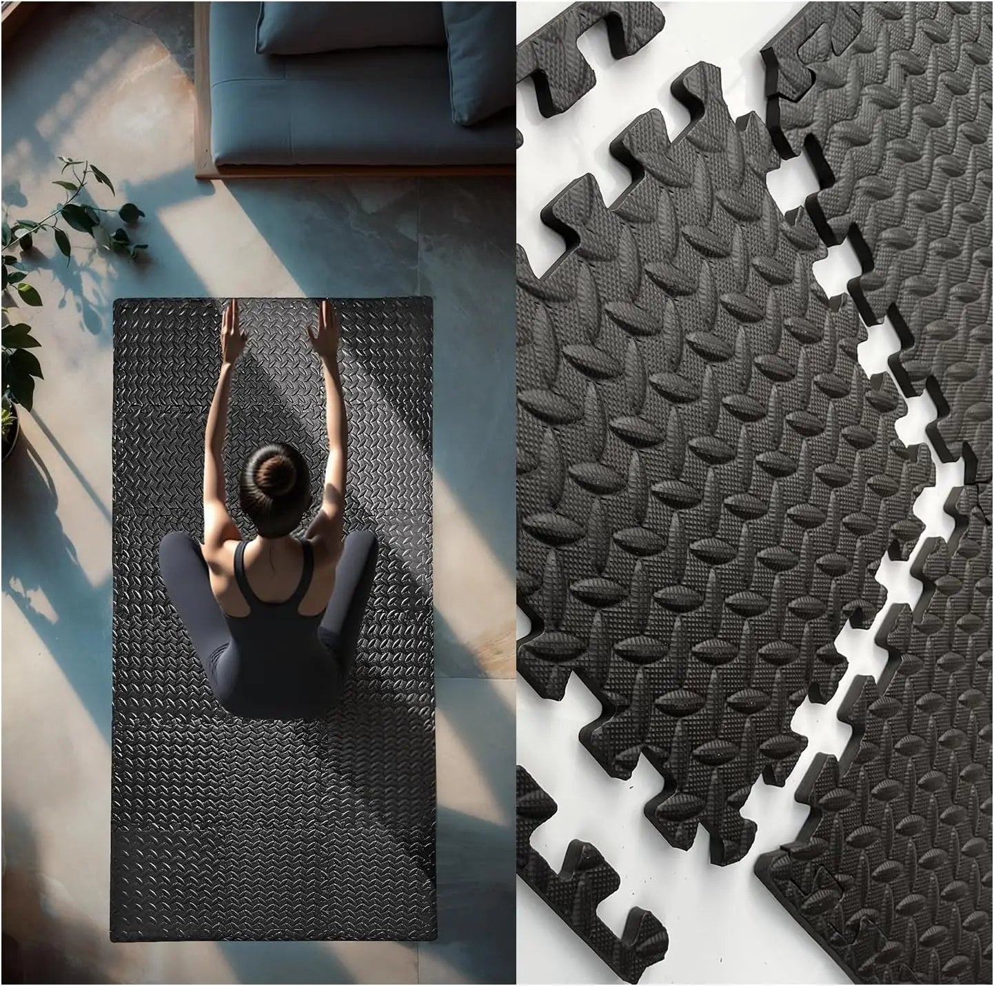 3x6 ft Interlocking Foam Floor Mats 18-Pack 0.4" Thick for Home Gym Workouts Exercise Play Puzzle Tiles for Yoga Kids Area