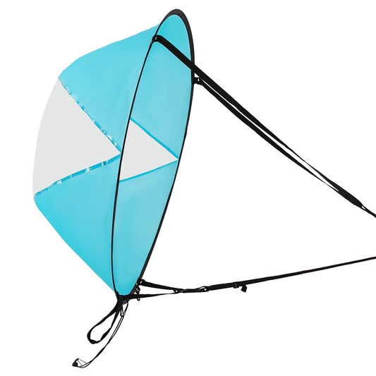 Kayak Sail, Paddle Board Sail, SUP Sail, 108cm Foldable Nylon Downwind Sail, Lightweight Easy Operation, Adjustable Strap Clamp, For Kayak SUP Canoe Surfboard, Durable Weatherproof Sun Shade, Portable Bag Included, Blue
