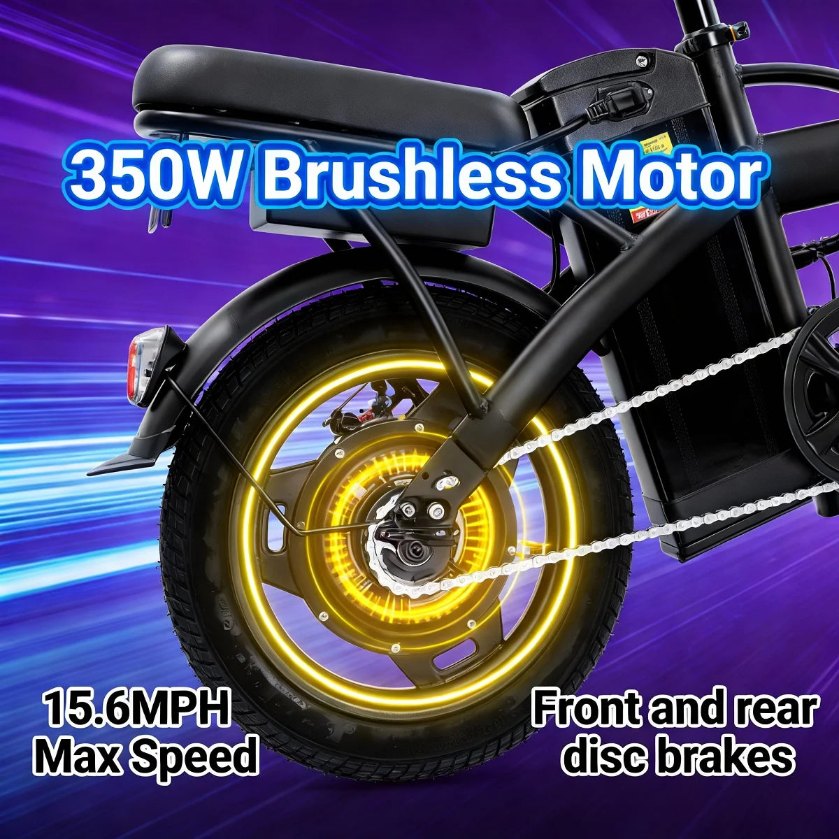 HEZZO T5 14" Folding Electric Bike, 750W Peak, 20 MPH, 48V Battery