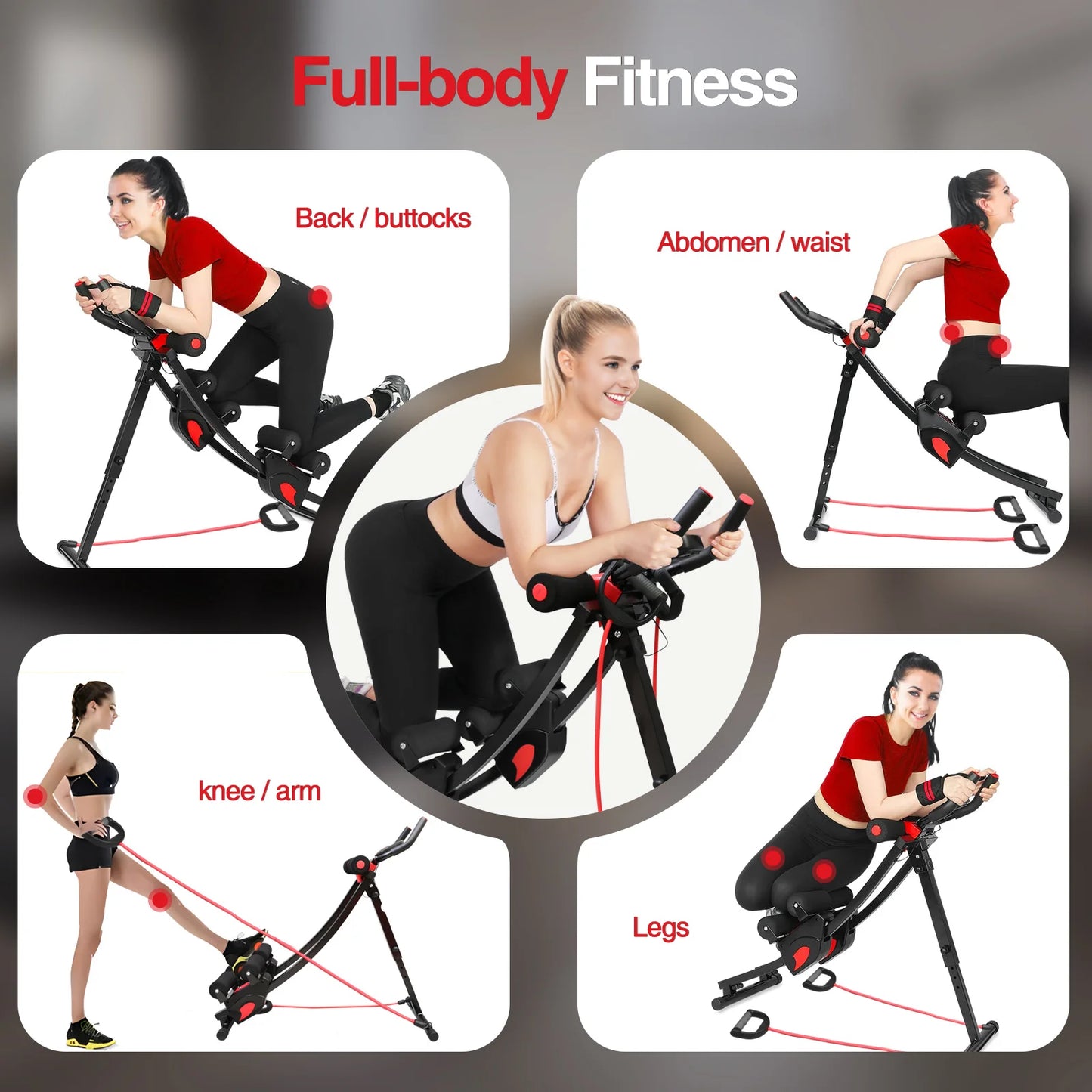 Fitness AB Machine Abdominal Trainers Core Workout Equipment 440 lbs Foldable Height Adjustable For Home Exercise Kit Whole Body