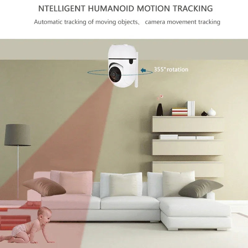 4MP ICSEE Wifi Security Camera Indoor Surveillance Camera Two Way Audio Motion Detection Auto Tracking Baby Monitor Video Camera