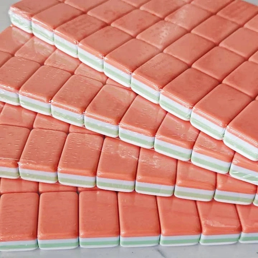 4-Layer Acrylic Coral Orange Luxury American Mahjong Set Engraved Mahjong Tiles Travel Mah Jongg Sets for Adult Party Board Game