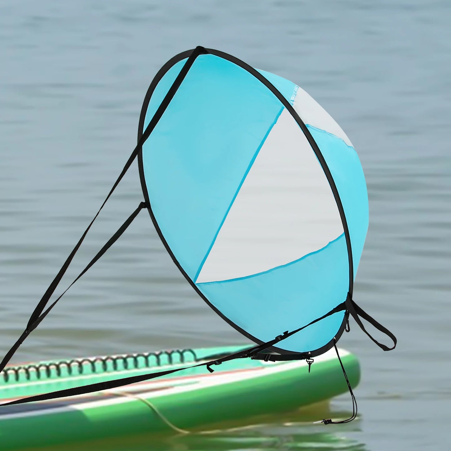 Kayak Sail, Paddle Board Sail, SUP Sail, 108cm Foldable Nylon Downwind Sail, Lightweight Easy Operation, Adjustable Strap Clamp, For Kayak SUP Canoe Surfboard, Durable Weatherproof Sun Shade, Portable Bag Included, Blue