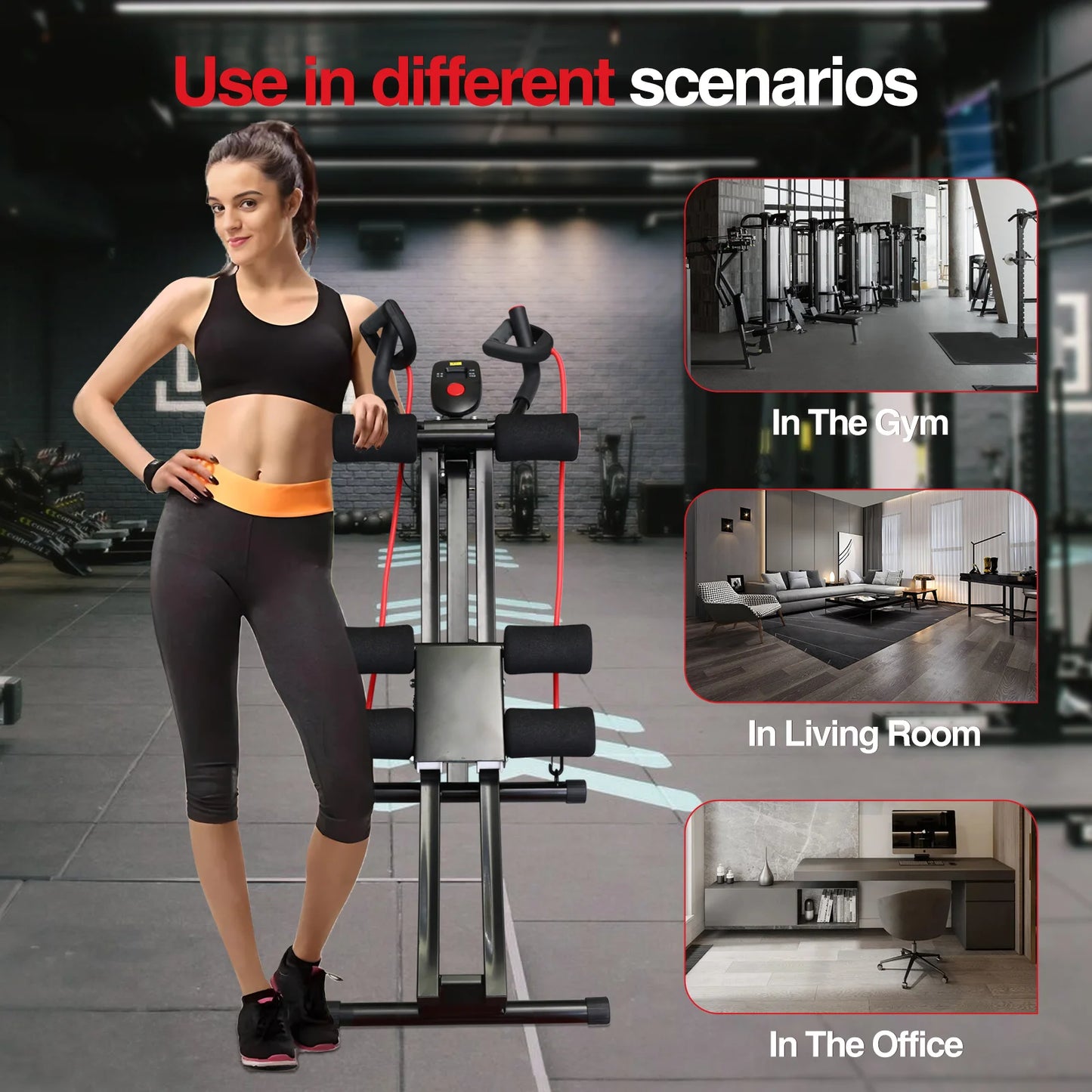 Fitness AB Machine Abdominal Trainers Core Workout Equipment 440 lbs Foldable Height Adjustable For Home Exercise Kit Whole Body