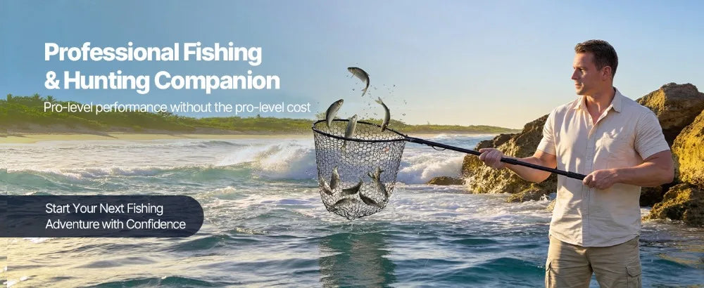 143cm/56.3in fishing net, foldable landing net with telescopic handle, lightweight and sturdy 6063 aluminum fishing gear, fishing net with anti slip telescopic rod handle, foldable fishing net, soft silicone fish friendly net