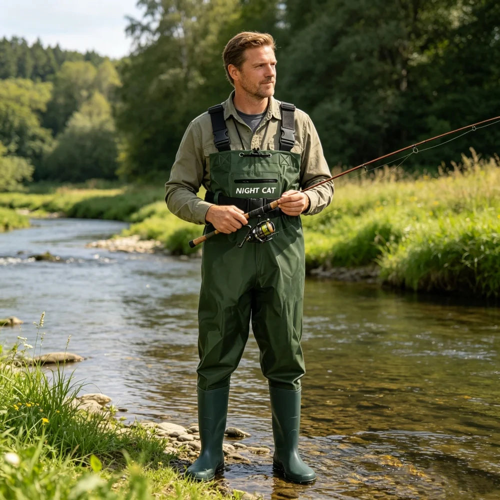 Night Cat Chest Waders with Boots – Breathable, Waterproof