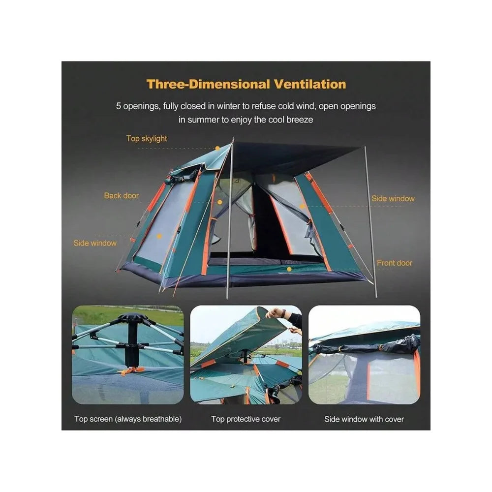 4 Person Popup Tent – Waterproof Instant Family Camping Tent, Make ou
