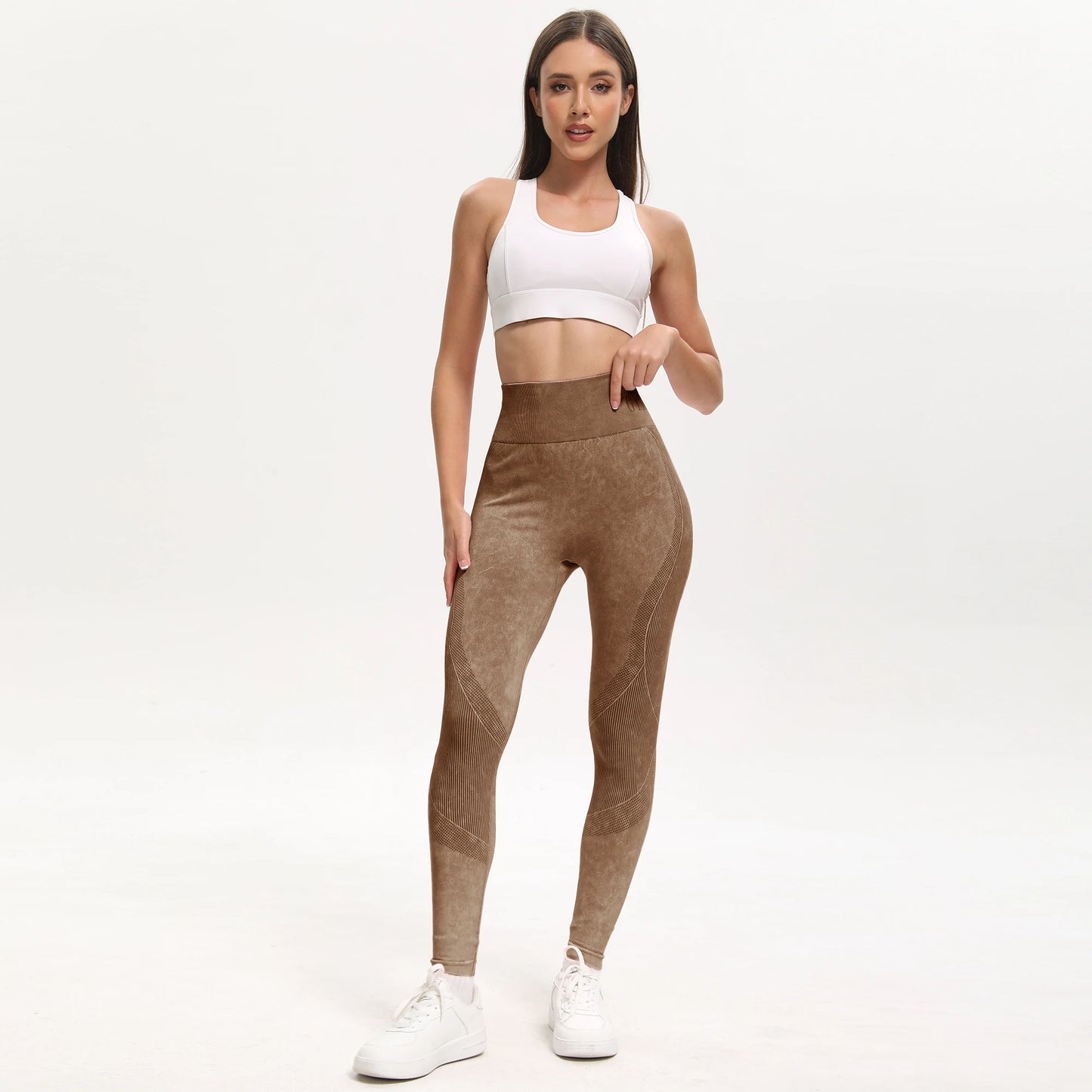 2 Pack Women's High Waisted Sexy Butt Lifting Seamless Solid Color Yoga Leggings Elastic And Breathable Fitness Sports Pants