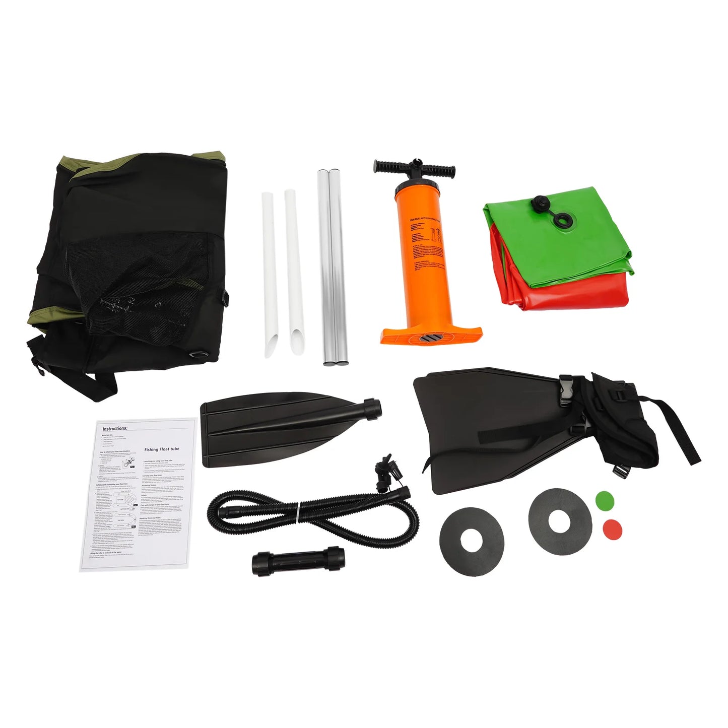 Inflatable Fishing Boat Waterproof Green 130kg/286.6lbs with Hand Air Pump for Fishing, Rafting, Exploring, and Other Activities