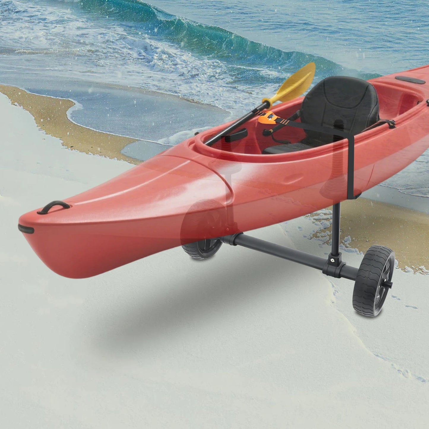 Adjustable Width Kayak Transport Dolly Black Portable Canoe Hauling Cart Watercraft Carrier Dolly For Canoe Paddleboard Beach Grass Gravel