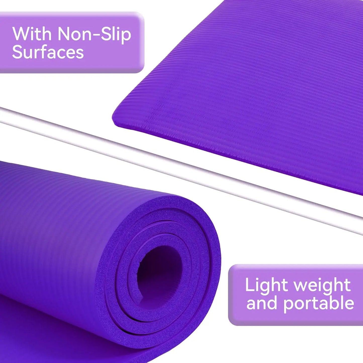 Yoga Mat 1/2-Inch Extra Thick High Density with Carrying Strap for Pilates Gym Workout