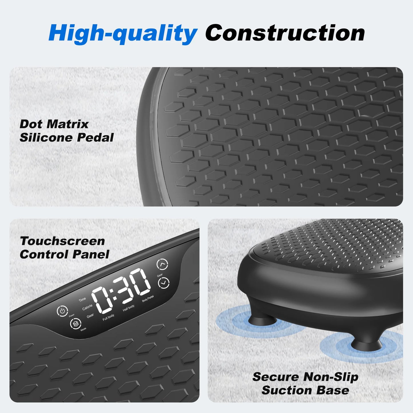 LEERCON Vibration Fitness Plate—features 20 speed settings a 330-pound weight capacity, and full-body vibration support; equipped with an LED display for calorie monitoring, this is a compact piece of home fitness equipment