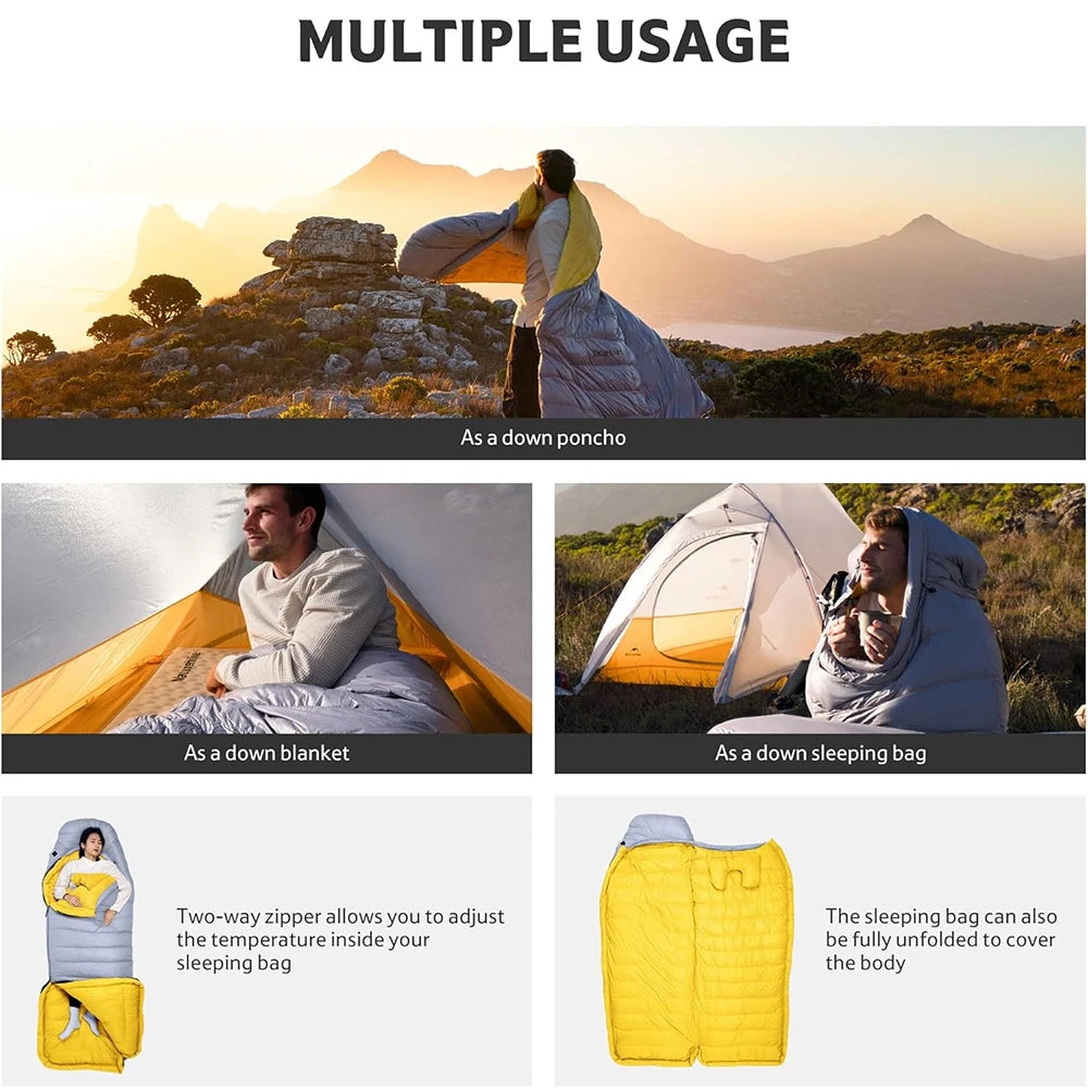 Naturehike CW700 Sleeping Bag Ultralight Down Sleeping Bag for Adults Outdoor Winter Warm 650FP Duck Down Envelope Sleeping Bag