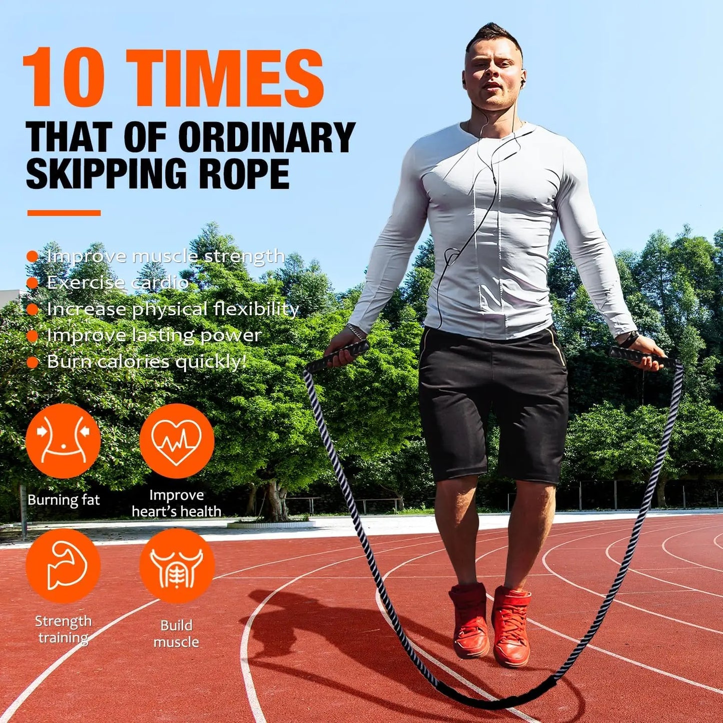 Weighted Jump Rope for Fitness, Heavy Skipping Rope for Men Women Kids, Home Gym Workout Equipment for Boxing Cardio