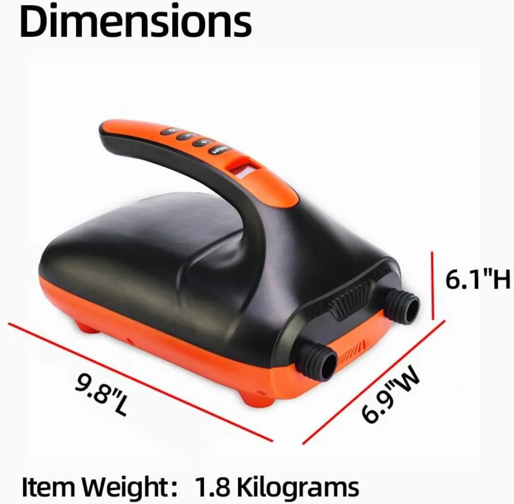 20PSI High Pressure SUP Electric Air Pump, Dual Stage Inflator for Paddle Boards, Boats, Kayaks, 12V DC