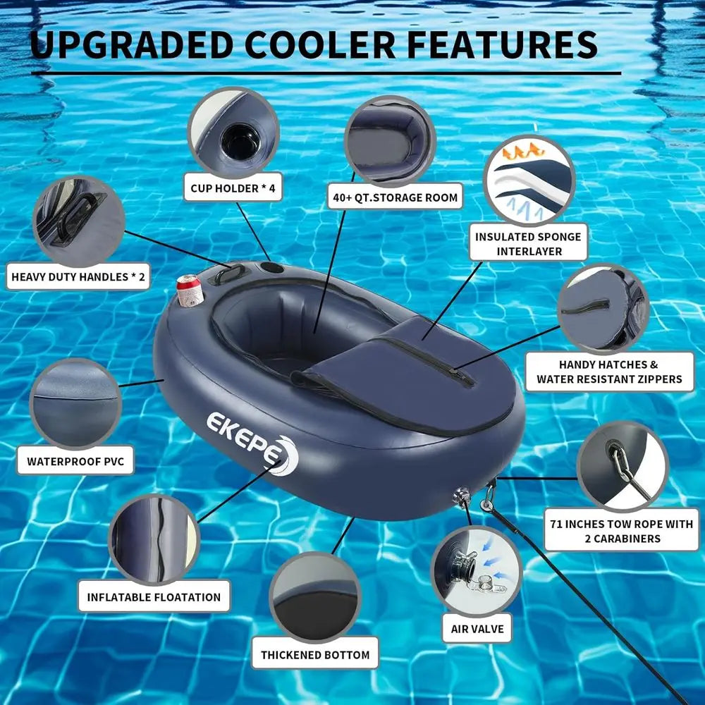 40-Quart Floating Cooler with Tow Rope for Rivers, Kayaking, Boating, and Outdoor Adventures
