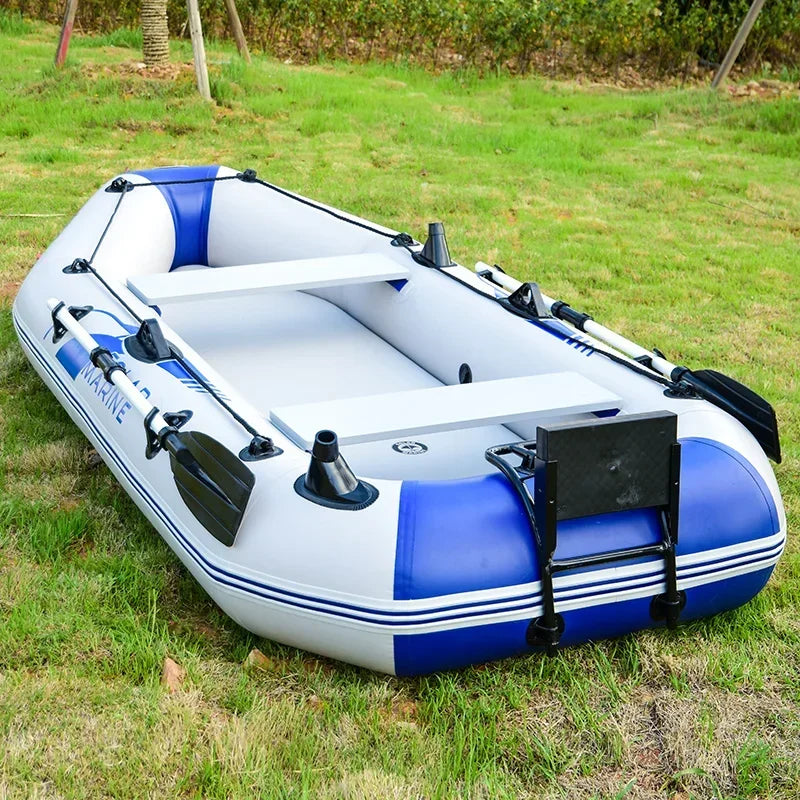 Multi-size PVC Inflatable Kayak Fishing Boat with Slats Bottom for Persons Canoeing Outdoor Water Sports Vacation Accessory
