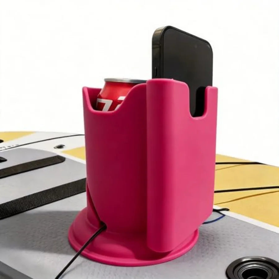 Paddle Board Cup Holder - Universal Kayak Drink Holder for SUP, Canoe, Surfboard No-Spill Elastic Cup Mount with Anti-Flip Desi