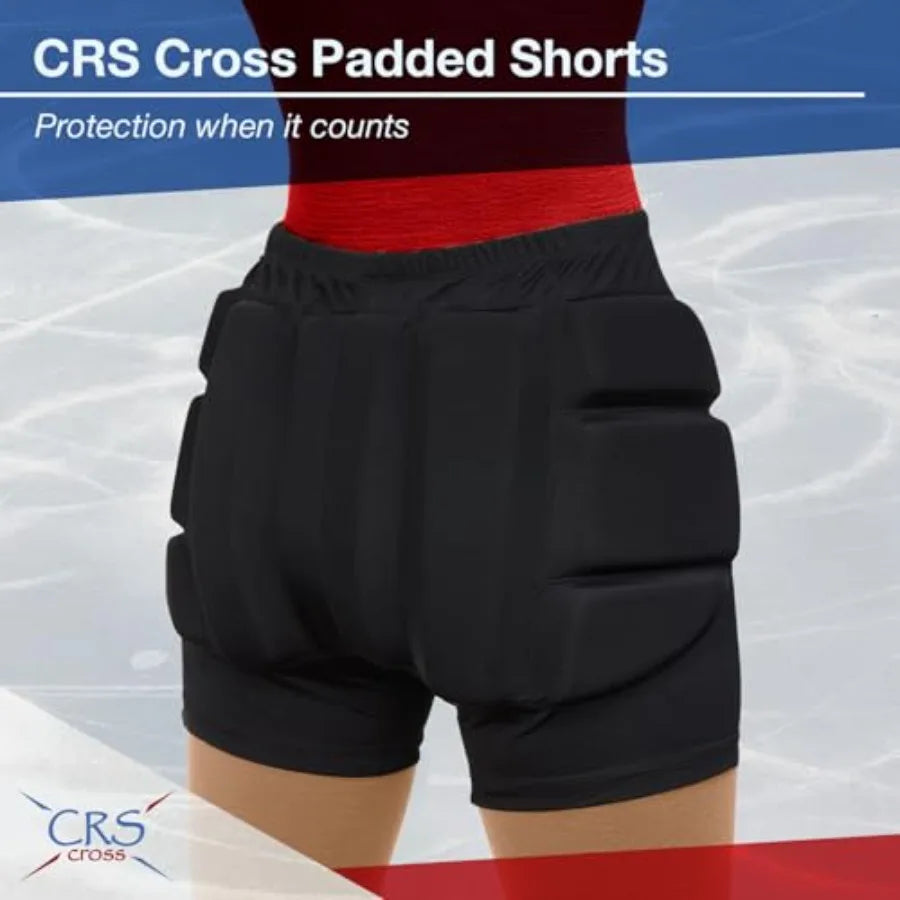 Padded Figure Skating Shorts. Crash Pad Pants for Roller, Inline, Ice Skating, Snowboarding, and Skiing. Fall Impact Protection