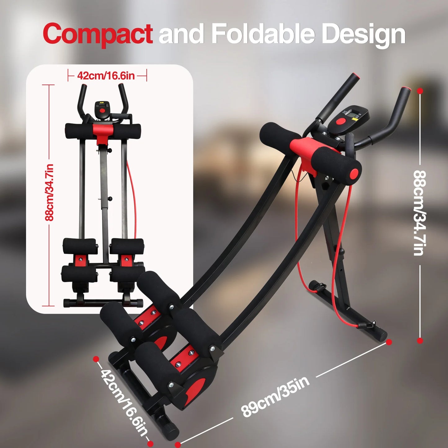 Fitness AB Machine Abdominal Trainers Core Workout Equipment 440 lbs Foldable Height Adjustable For Home Exercise Kit Whole Body