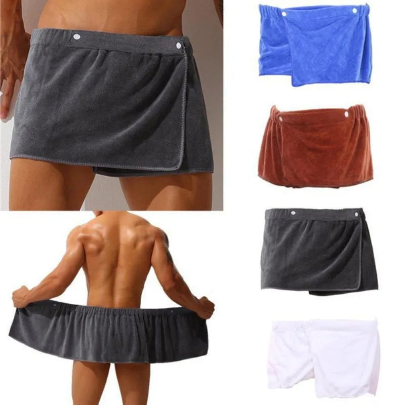 Men's Bath Towel Absorbent Towel Sexy Beach Skirt Anti-light Men's Bath Skirt Can Wear Towel Swimming Trunks