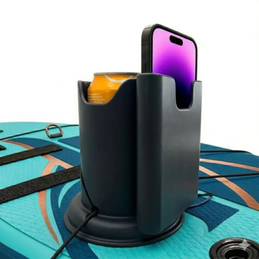 Paddle Board Cup Holder - Universal Kayak Drink Holder for SUP, Canoe, Surfboard No-Spill Elastic Cup Mount with Anti-Flip Desi